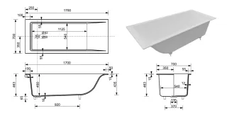 Ванна из литьевого мрамора Эстет Delta 170А 170x70 ФР-00017889 белая